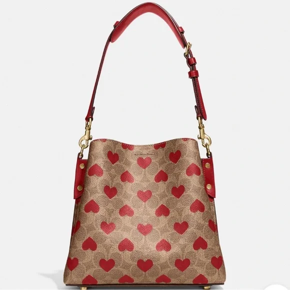 NWT Coach Willow Bucket Bag in Signature Canvas with Heart Print - Picture 8 of 12